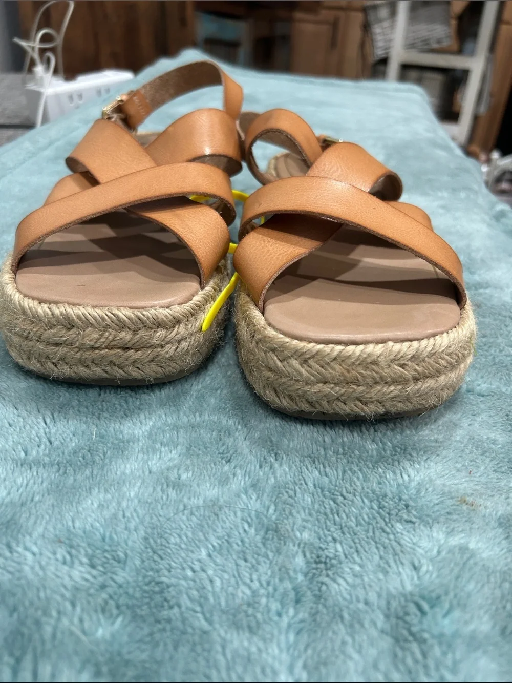 ZARA Tan Cross-Strap Espadrille Sandals - Picture 9 of 10